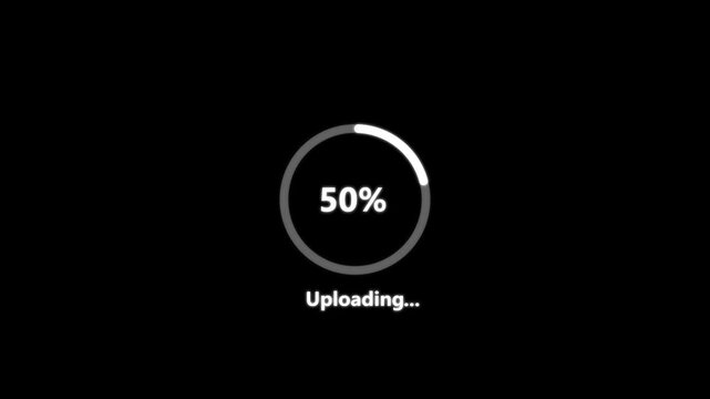 Uploading circle loads on the device screen with a smooth animation. Software uploading process. Please wait uploading in progress. motion graphic of Circular loading concept.