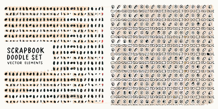 Doodle pattern featuring rows of small circles and oblong shapes vector illustration ovals doodles hand