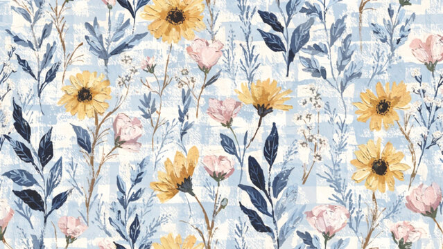 Luxury seamless floral pattern with soft cream flowers vector background
