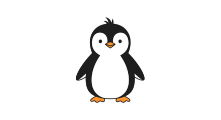 Fototapeta premium Cute cartoon penguin standing isolated on white background.