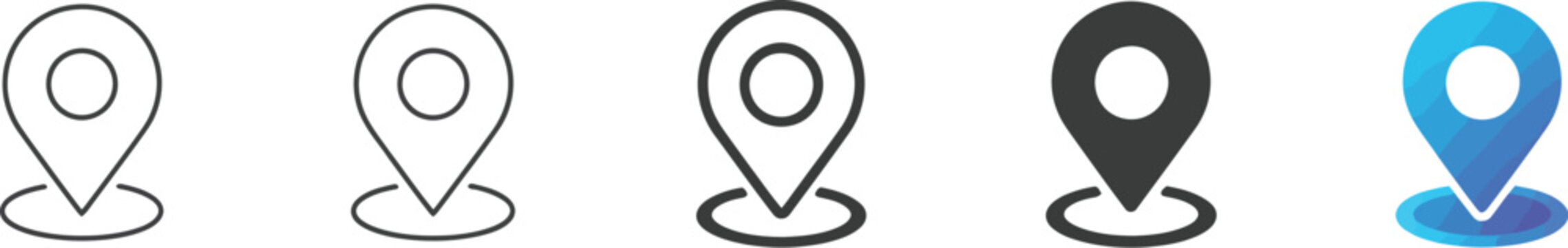 Location pin icon featuring map marker, destination sign, and navigation pointer for mobile interfaces.