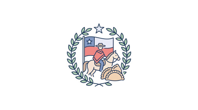 Horseman with Taco and Texas Flag in Background