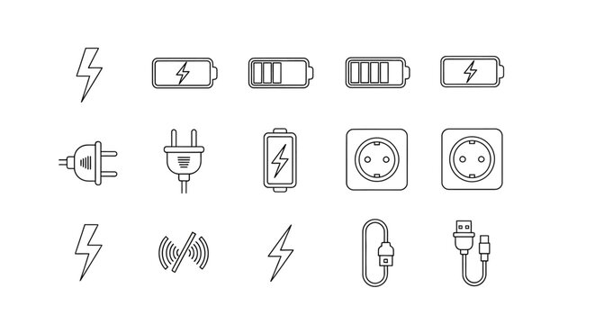 Electricity symbols and power connectors.