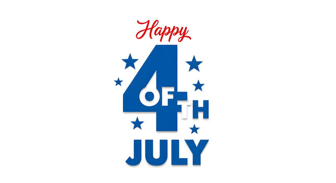 Celebration Concept 4th of July Text Isolated on White Background Central Composition