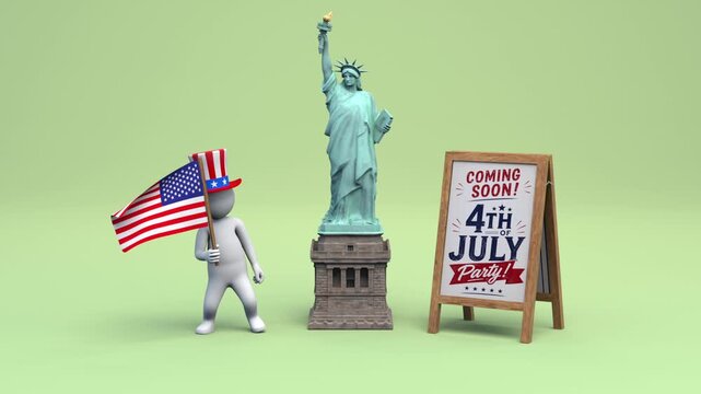 4th of July party poster &ndash; 3d render looped.