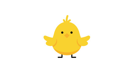 Cute cartoon yellow chick with open wings. © wiski