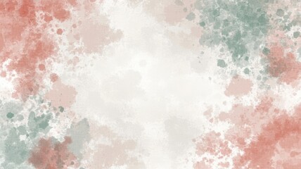 Obraz premium Abstract watercolor background with soft peach and muted green splatter texture design.