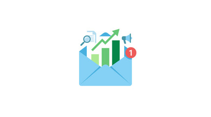 Obraz premium Business strategy concept with email notification and growing graph analysis