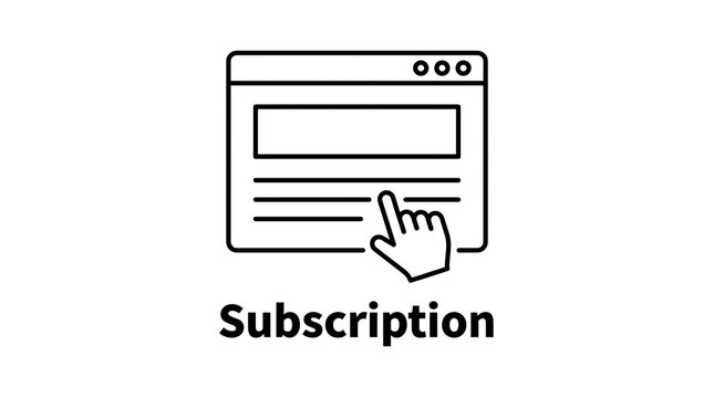 Subscription service icon with a hand cursor on a webpage