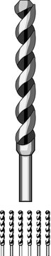 carbide drill bit cartoon. twist spade, auger countersink, forstner brad carbide drill bit sign colorful illustration