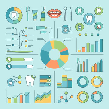 Dental health infographic vector with charts and icons