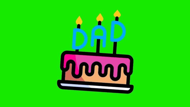 Cace dad animation father day 4K green screen infinite loop, clean green background, easy to cut, ready to edit, ready to use