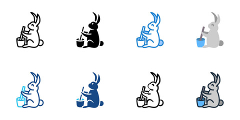 Fototapeta premium Jade rabbit icons set multiple style collection. Editable stroke 