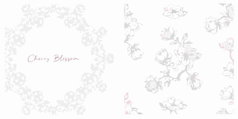Obraz premium Cherry blossom floral ornament a delicate vector illustration with pale pink and gray tones cherryblossom