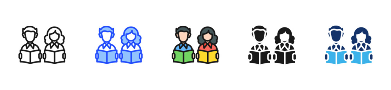 Peer Tutoring Icon Collection With Multiple Styles