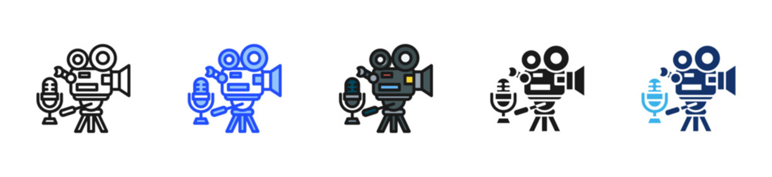 Media Club Icon Collection With Multiple Styles