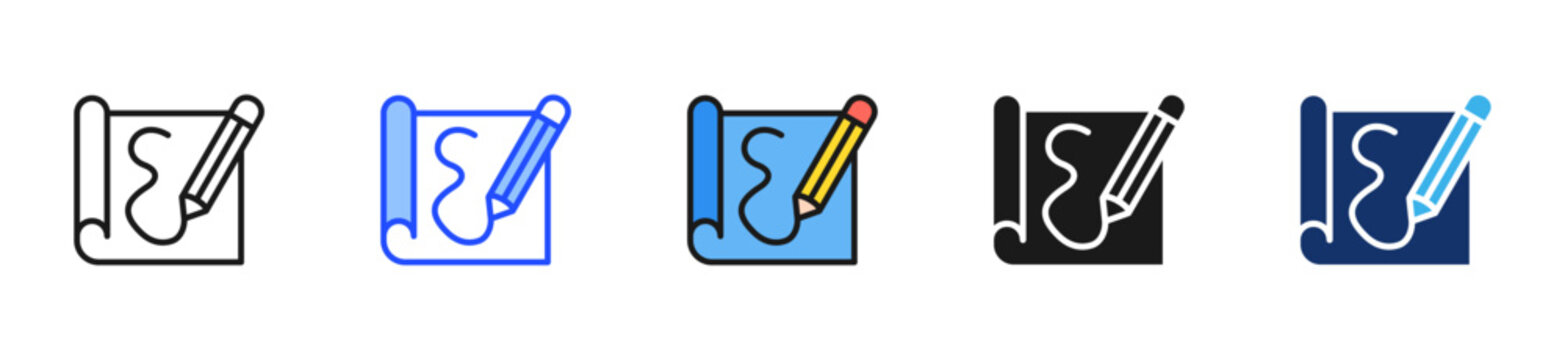 Art Sketching Icon Collection With Multiple Styles