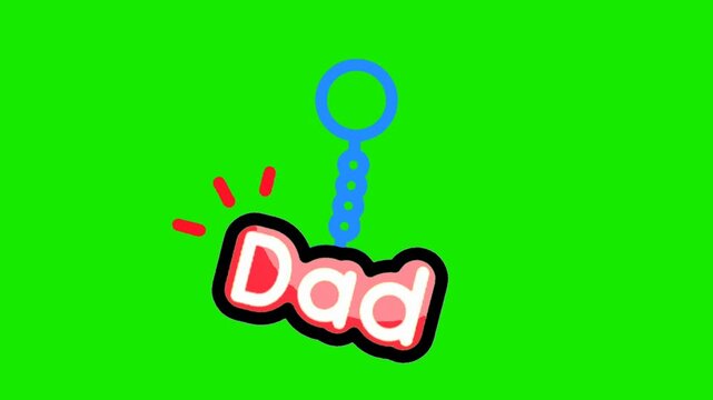 Key ring ded animation father day 4K green screen infinite loop, clean green background, easy to cut, ready to edit, ready to use