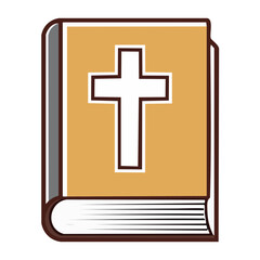 Fototapeta premium Flat design icon of a Bible with a Christian cross