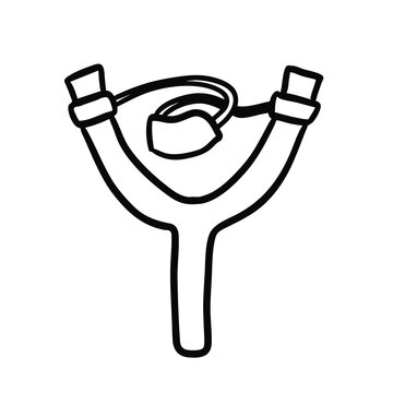 Simple Hand Drawn Illustration of a Slingshot Weapon.
