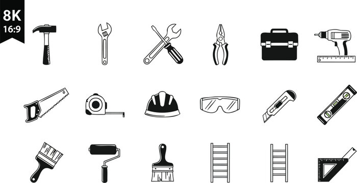Construction tools are displayed as black icons.