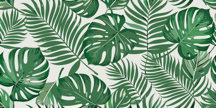 Tropical leaf pattern a vibrant vector illustration with various shades of green foliage botanical caladium