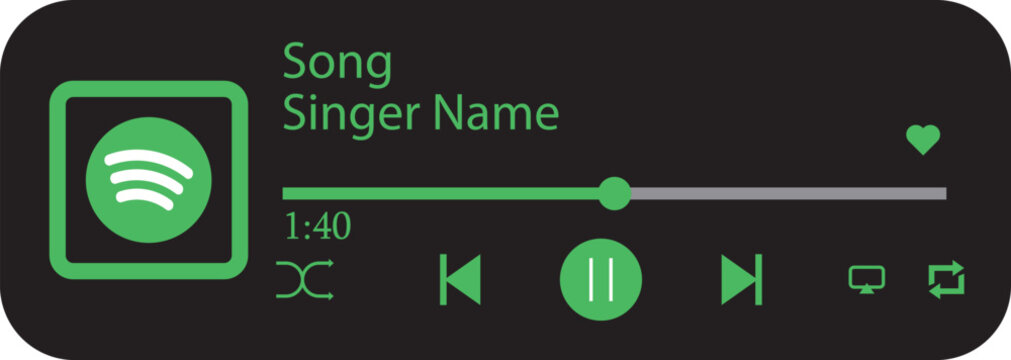 Spotify Style Music Player UI Template and Mockup withPlaylist Album Cover Playback Controls Search Library Podcast Streaming. spotify Mobile podcast application interface with playback controls. Spot