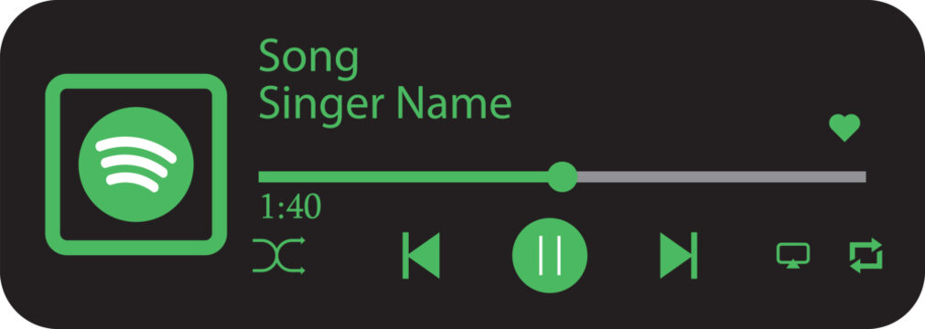 Spotify Style Music Player UI Template and Mockup withPlaylist Album Cover Playback Controls Search Library Podcast Streaming. spotify Mobile podcast application interface with playback controls. Spot