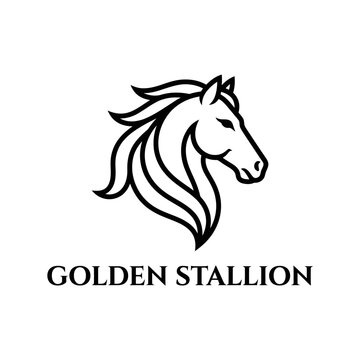 Golden Stallion Horse Logo Design.