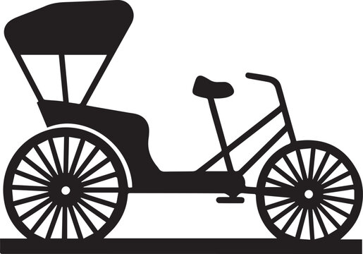 Cycle Rickshaw Silhouette Vector Black and White, Silhouette Vector Illustration