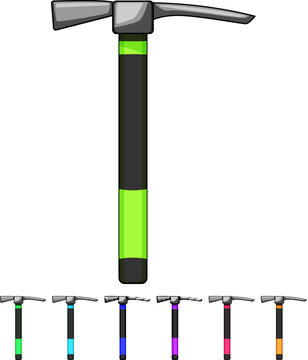 rock pickaxe cartoon. dig chisel, silhouette pictogram, graphic equipment rock pickaxe sign colorful illustration
