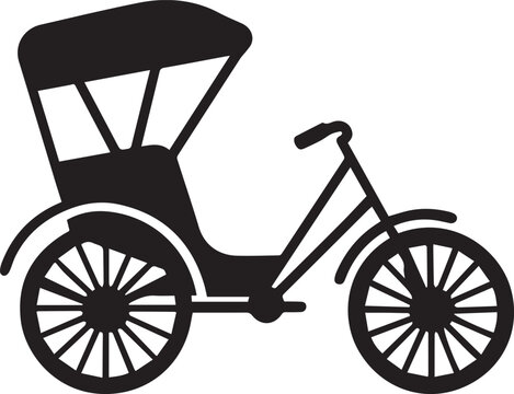 Cycle Rickshaw Silhouette Vector Black and White, Silhouette Vector Illustration