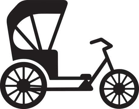 Cycle Rickshaw Silhouette Vector Black and White, Silhouette Vector Illustration