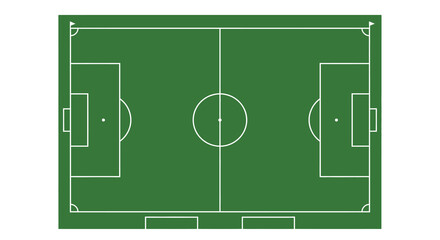 Soccer field diagram with white lines on green flat silhouette © asma