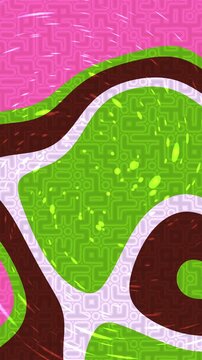 Abstract background with colorful flowing organic shapes and intricate maze patterns.