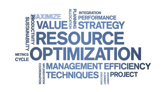 Resource Optimization animated word cloud-text design animation tag kinetic typography seamless loop.