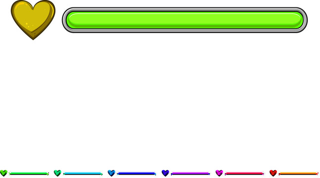loading health bar cartoon. hemeter 8bit, load arcade, progress videogame loading health bar sign colorful illustration