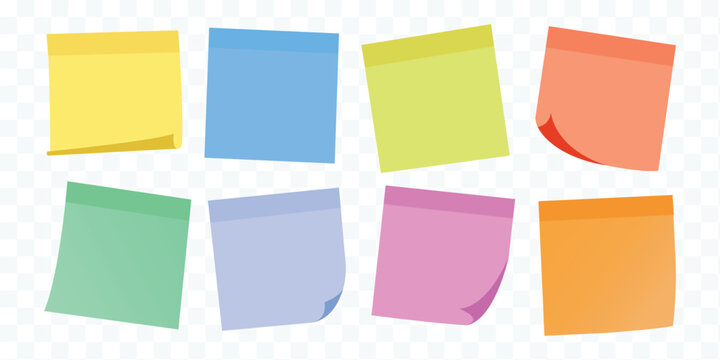 Two white paper reminder, white sticks, sticky notes, realistic vector illustration on isolated background with shadow. White paper reminder, white sticks, sticky notes, realistic vector illustration