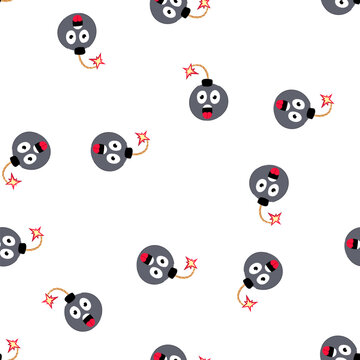 pattern grenade bomb character cartoon. warhead tnt, c4 shrapnel, incendiary payload grenade bomb character sign. seamless symbol vector illustration