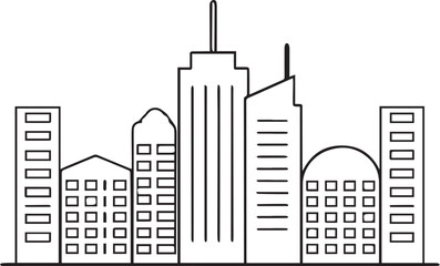 Obraz premium Skyline Line Art Black Silhouette Design