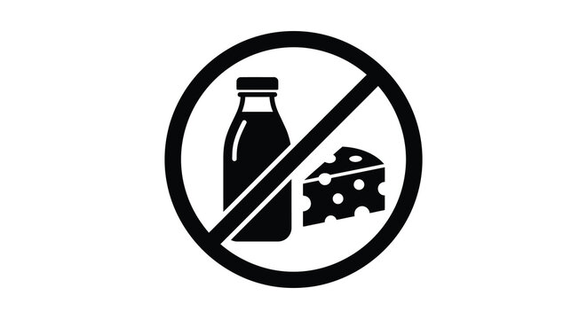Prohibited Milk And Cheese Icon Black Silhouette Against A White Background