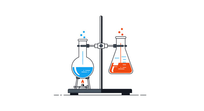 Chemistry Lab Experiment: Heating Flasks, Boiling Liquids & Bubbles