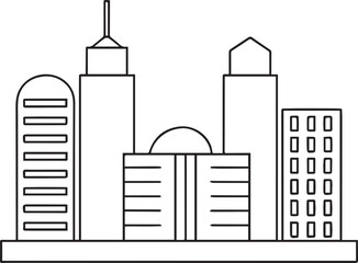 Obraz premium City Skyline Line Art Silhouette Vector