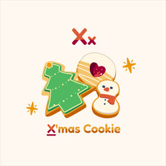 Naklejka premium Letter X Christmas Cookie Sweets and Baking ABC Alphabet Illustration
