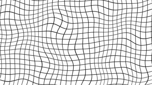 black and white seamless pattern motion video background. wavy grid motion video background.
