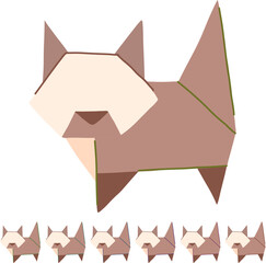 Obraz premium frog origami animals cartoon. rabbit elephant, swan butterfly, dog fish frog origami animals sign vector