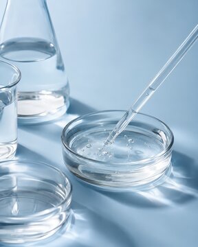 Dispositifs de laboratoire minimalistes avec pipette et eau claire