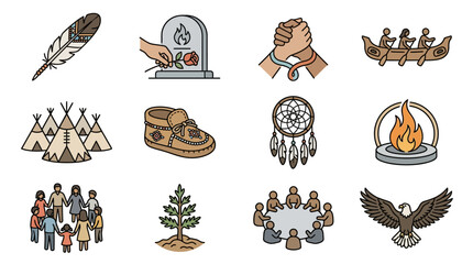 Indigenous Cultural Symbols and Community Activities © Tyfa