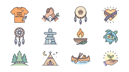 Indigenous symbols representing unity, nature, and culture © Tyfa