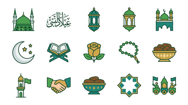 Islamic symbols and elements for cultural celebration